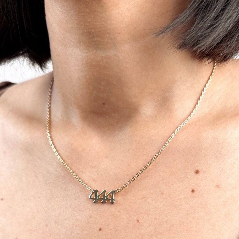 18K Gold Filled 444 Angel Number Necklace - Picture 2 of 6